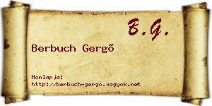 Berbuch Gergő névjegykártya