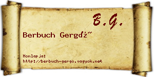 Berbuch Gergő névjegykártya